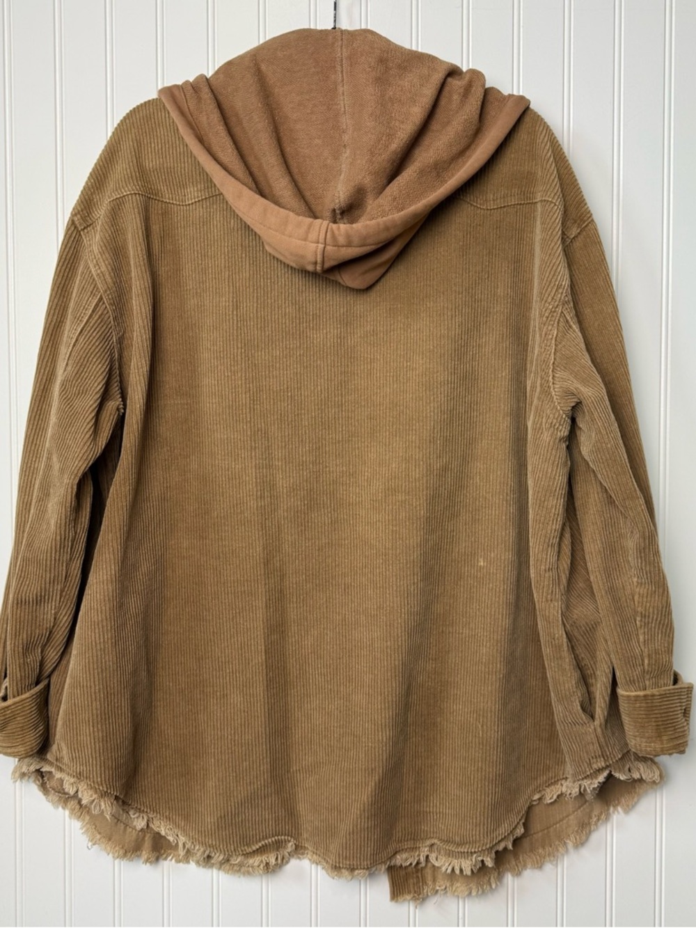 Gilded Intent Tan Corduroy Hooded Shacket 2XL Oversized Cozy Jacket - Picture 9 of 9